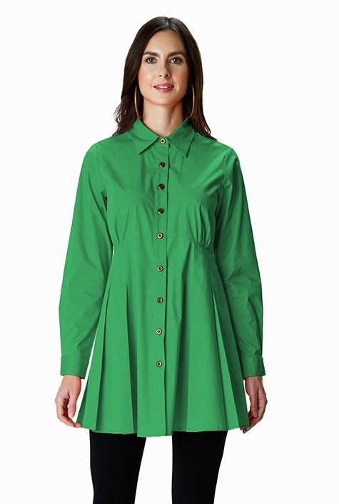 Shop Cotton poplin peplum tunic shirt