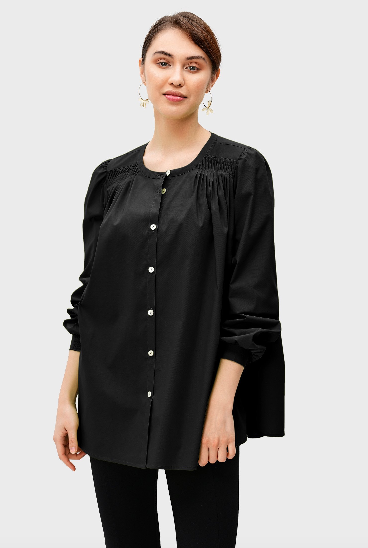 Shop Cotton poplin ruched tunic shirt | eShakti