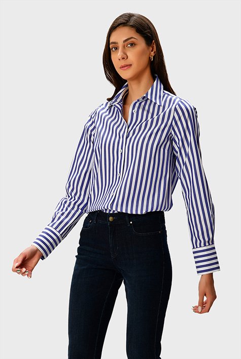 Shop Stripe cotton shirt | eShakti