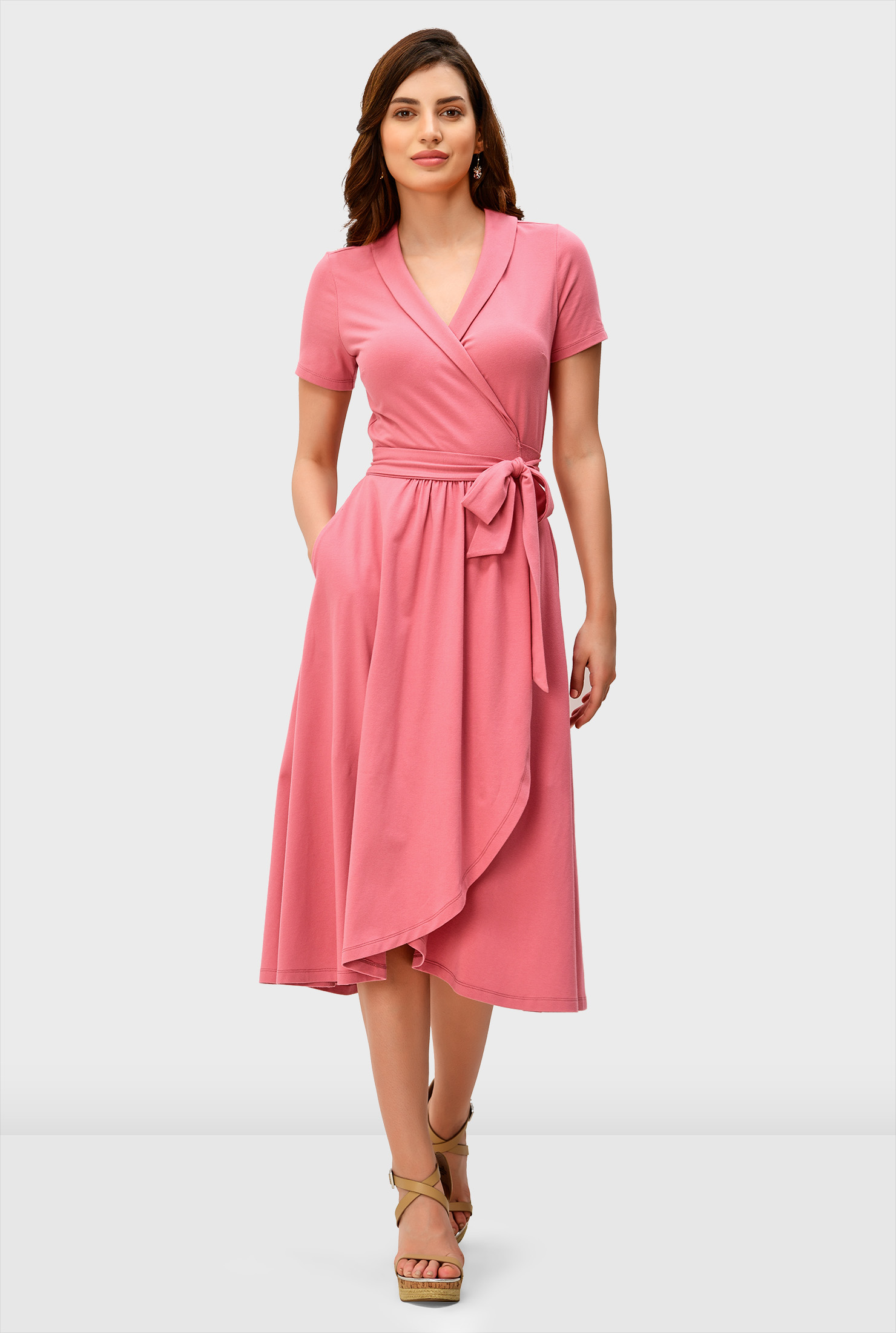 Shop Cotton jersey wrap dress eShakti