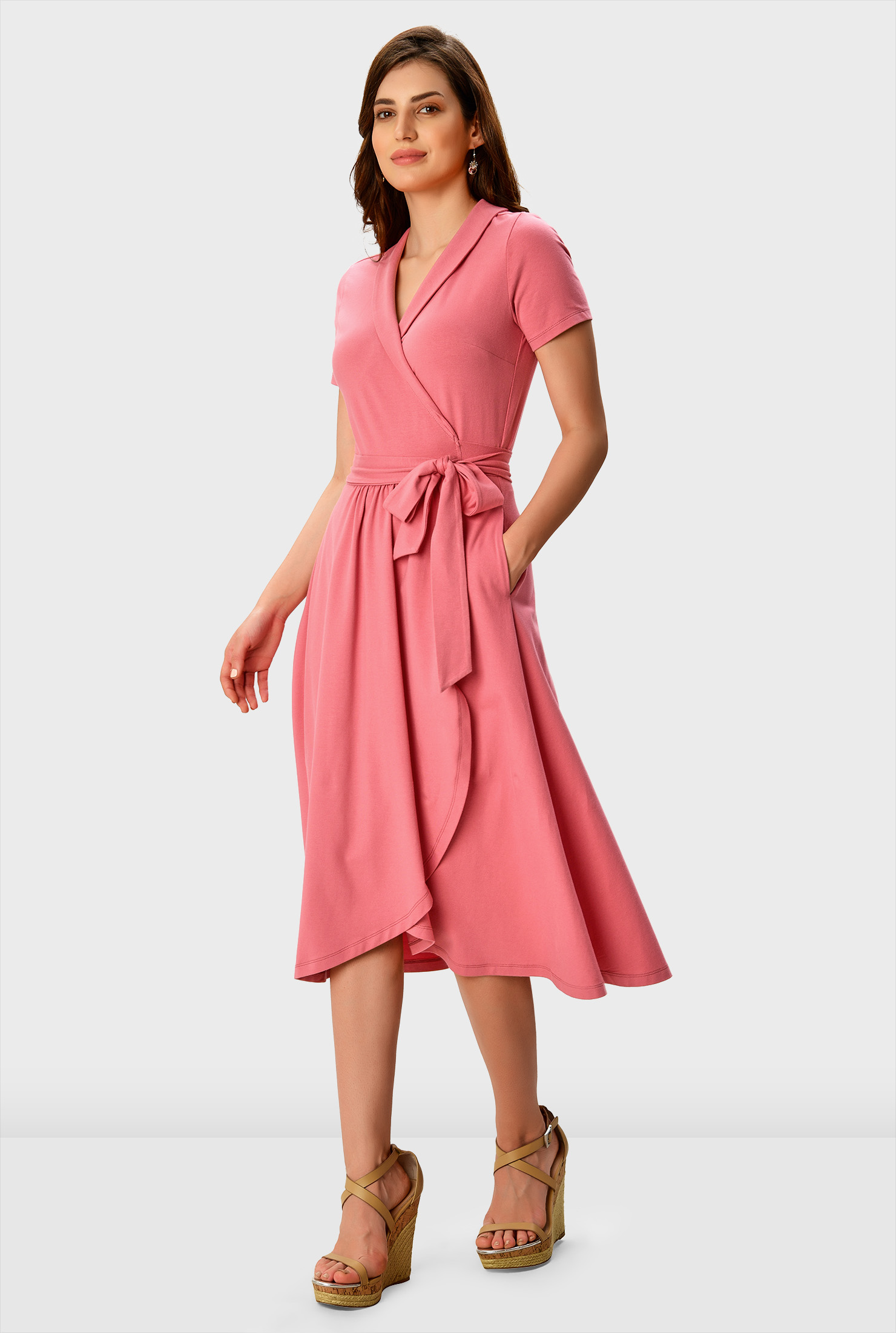 Shop Cotton jersey wrap dress eShakti