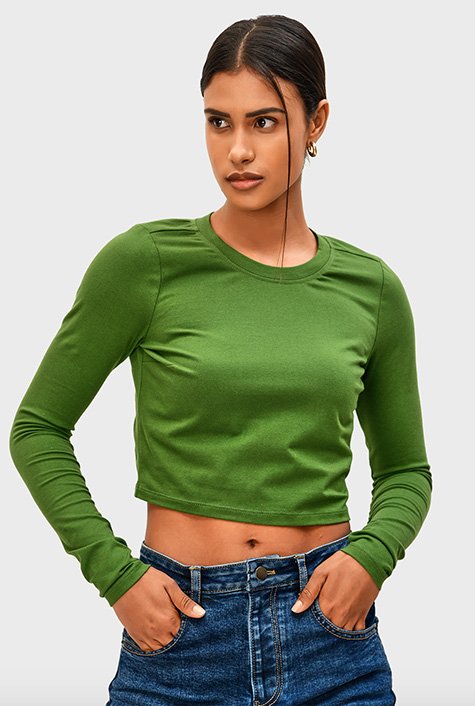 Shop Cotton jersey knit crop top | eShakti