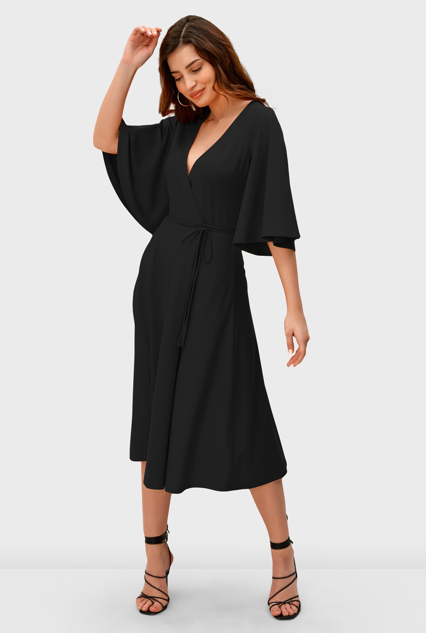 flutter sleeve jersey dress