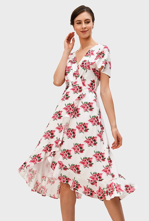 Floral print faux wrap dress best sale