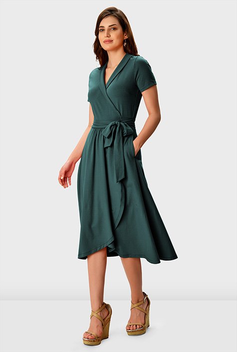 Shop Cotton jersey wrap dress | eShakti