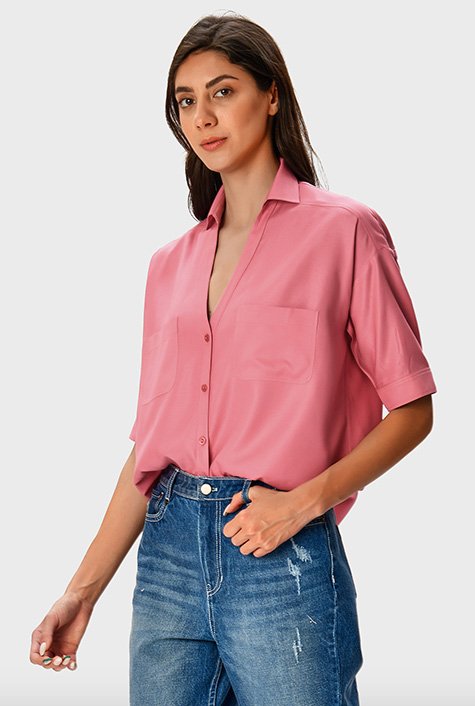 Shop Tencel twill high-low shirt | eShakti