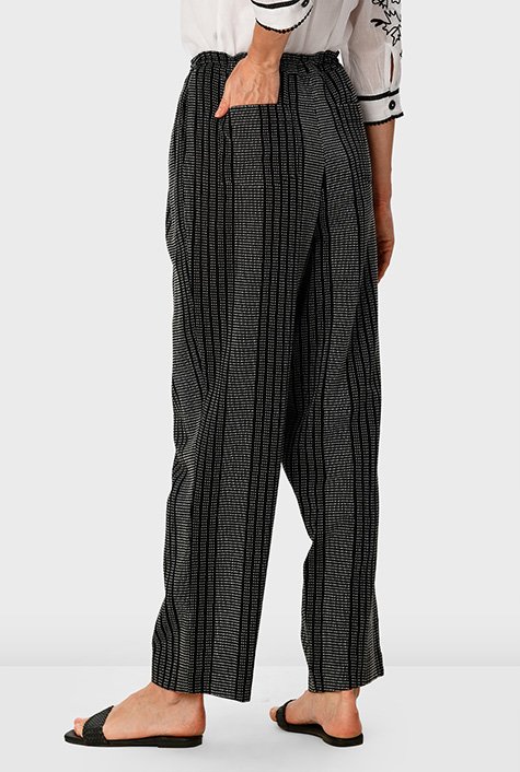 Dobby stripe cotton drawstring pants