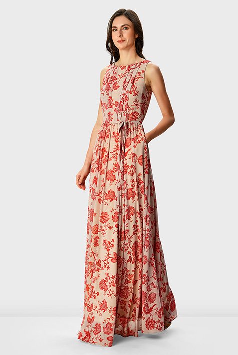 Silver Color Floral Printed Gown – Navvi.in