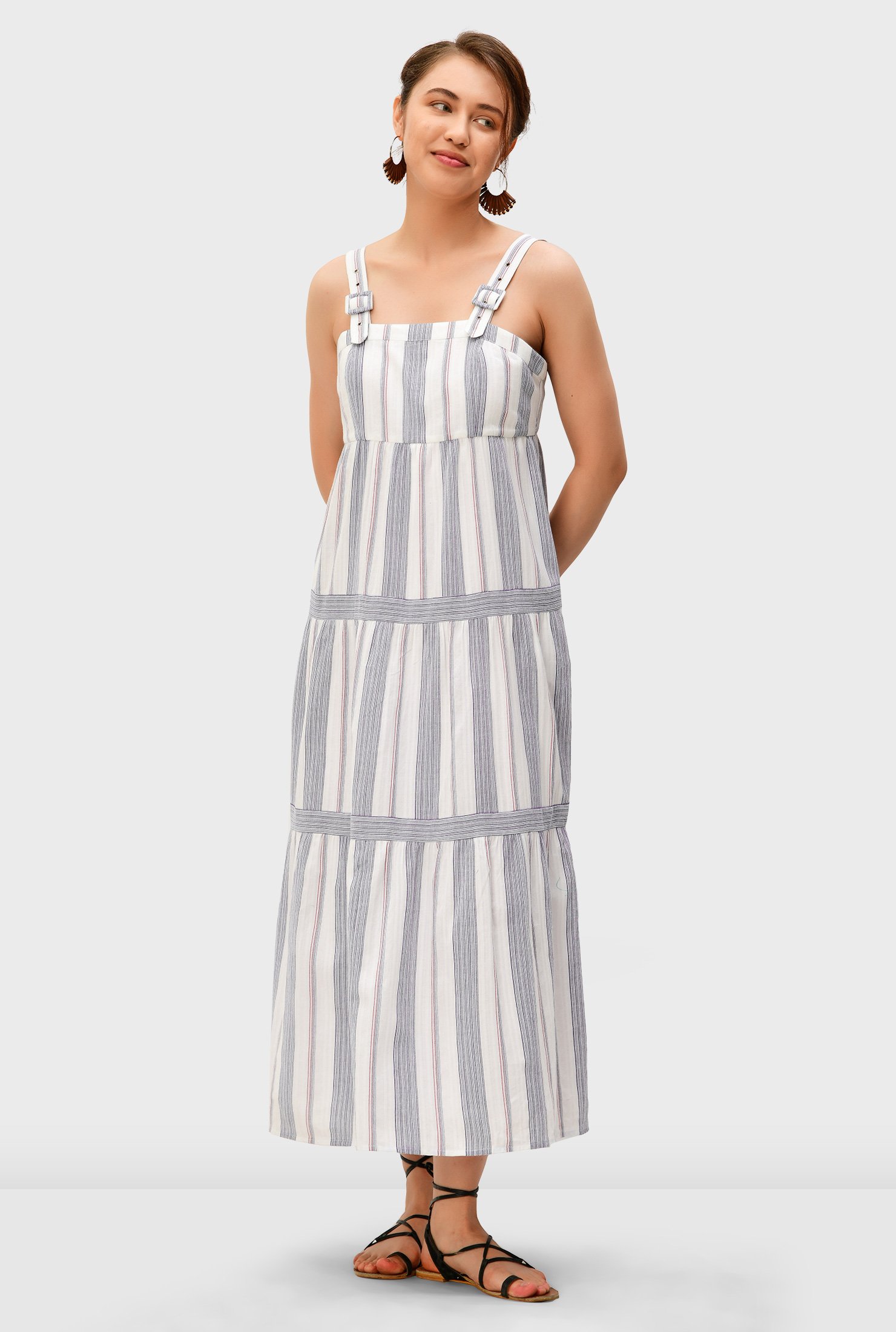 Shop Stripe Cotton Tiered Sundress Eshakti