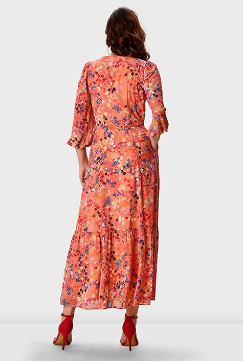 Shop Ditsy floral print georgette wrap dress