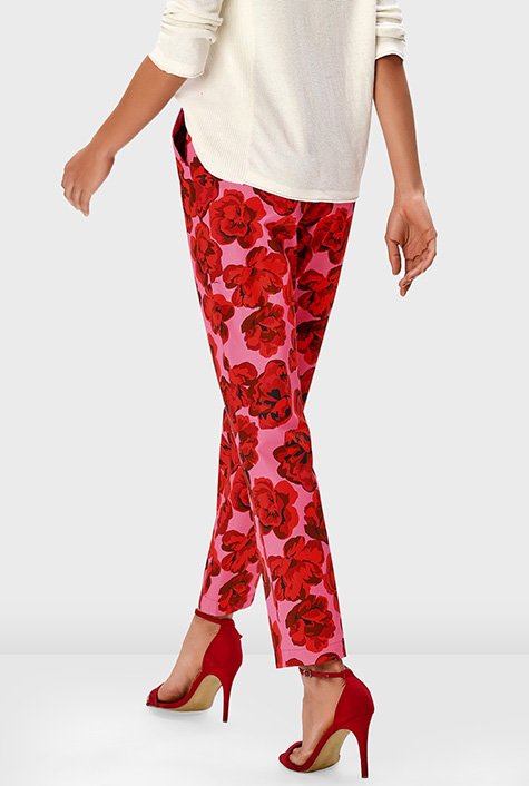 Shop Floral Print Cotton Elastic Waist Pants Eshakti