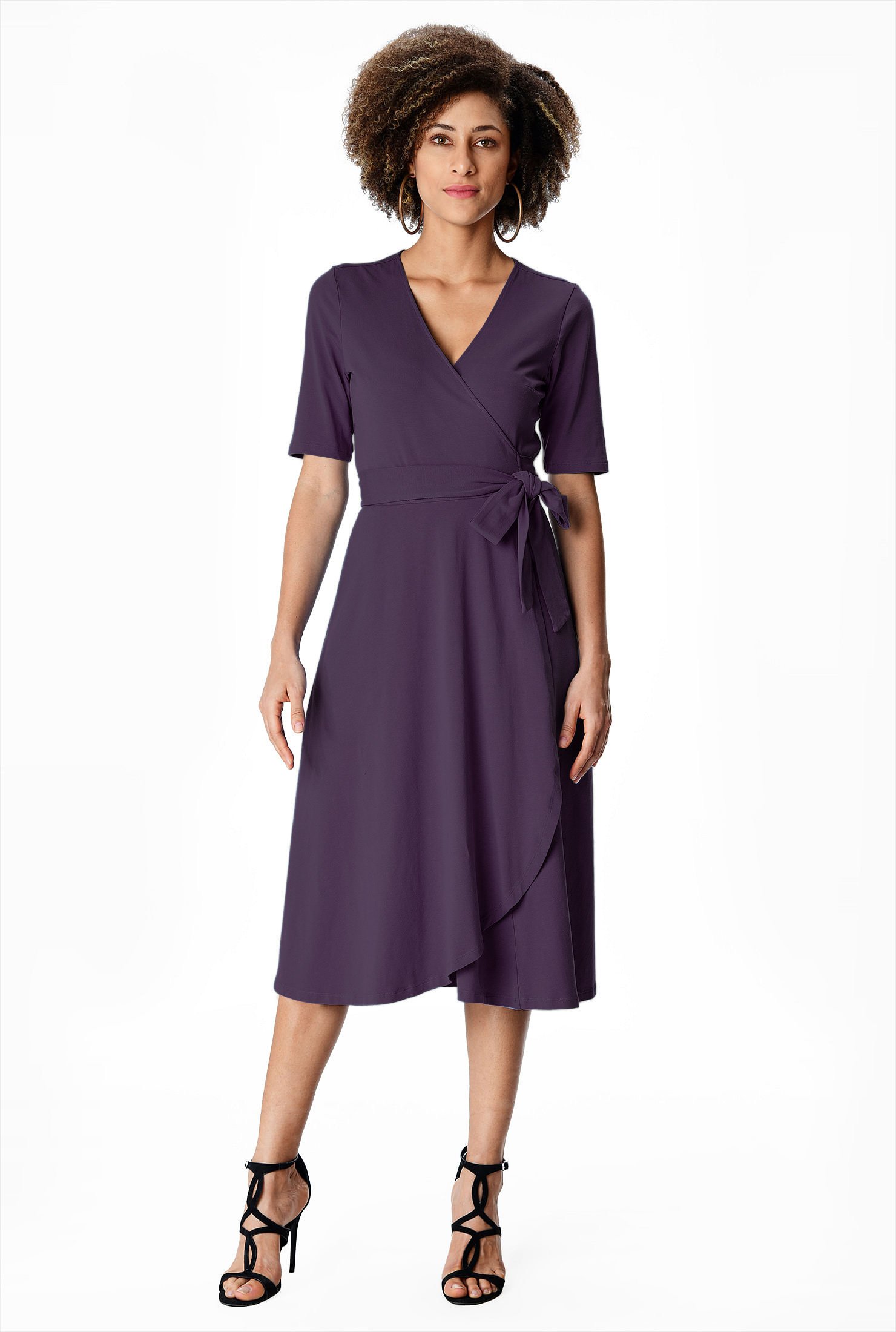 Shop Cotton jersey knit wrap dress eShakti