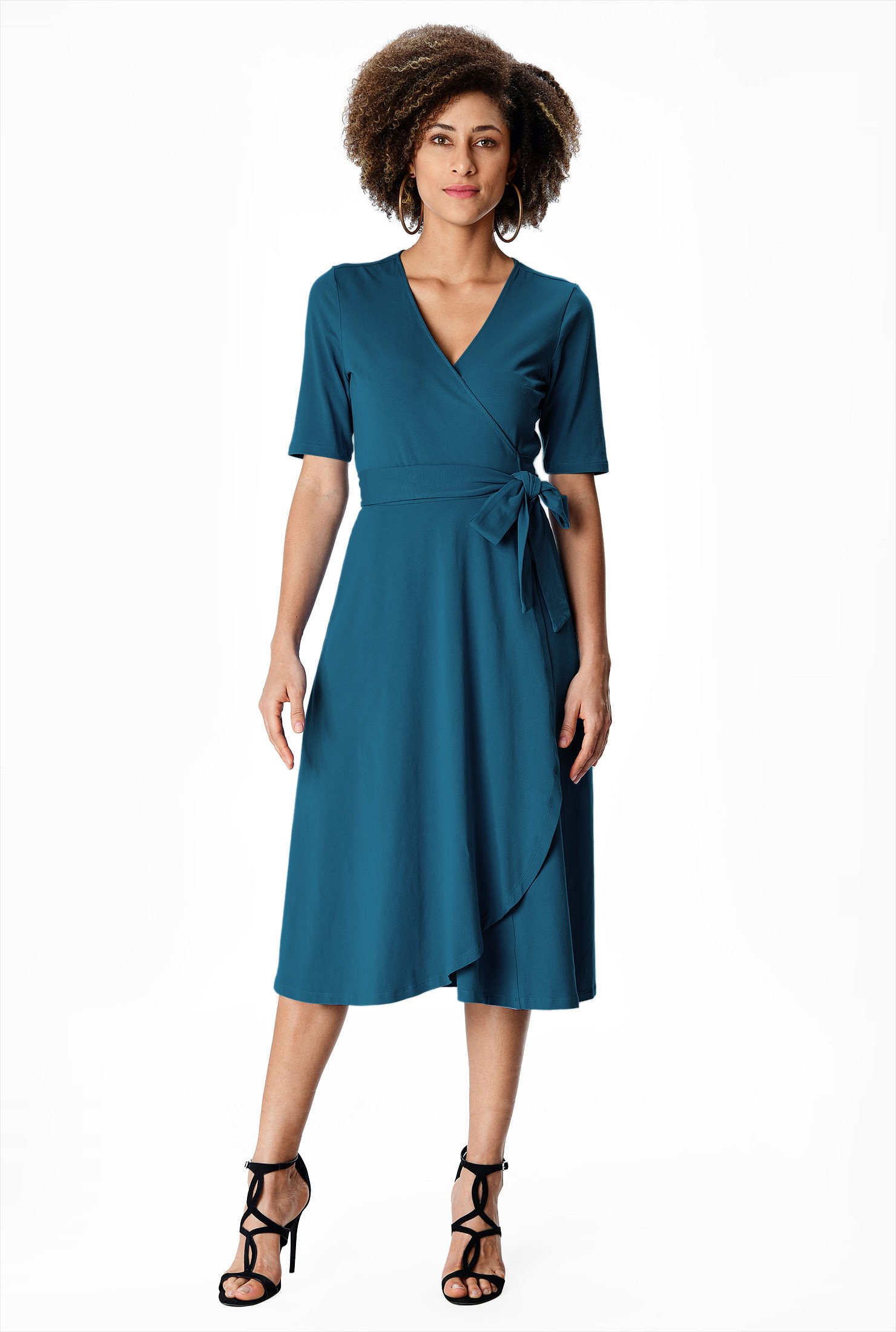 Shop Cotton jersey knit wrap dress | eShakti