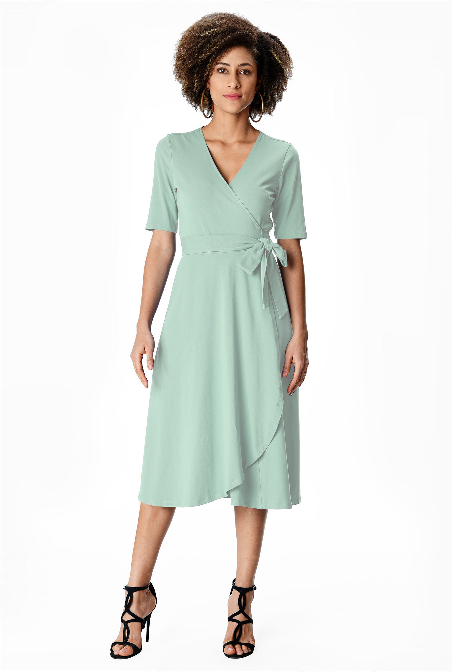 Shop Cotton jersey knit wrap dress eShakti