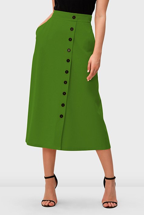 Shop Faux button front cotton jersey skirt eShakti