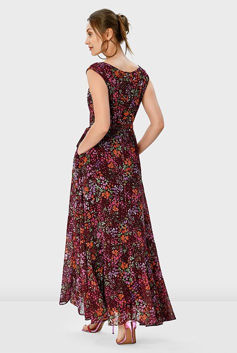 Shop Ditsy floral print georgette wrap dress | eShakti