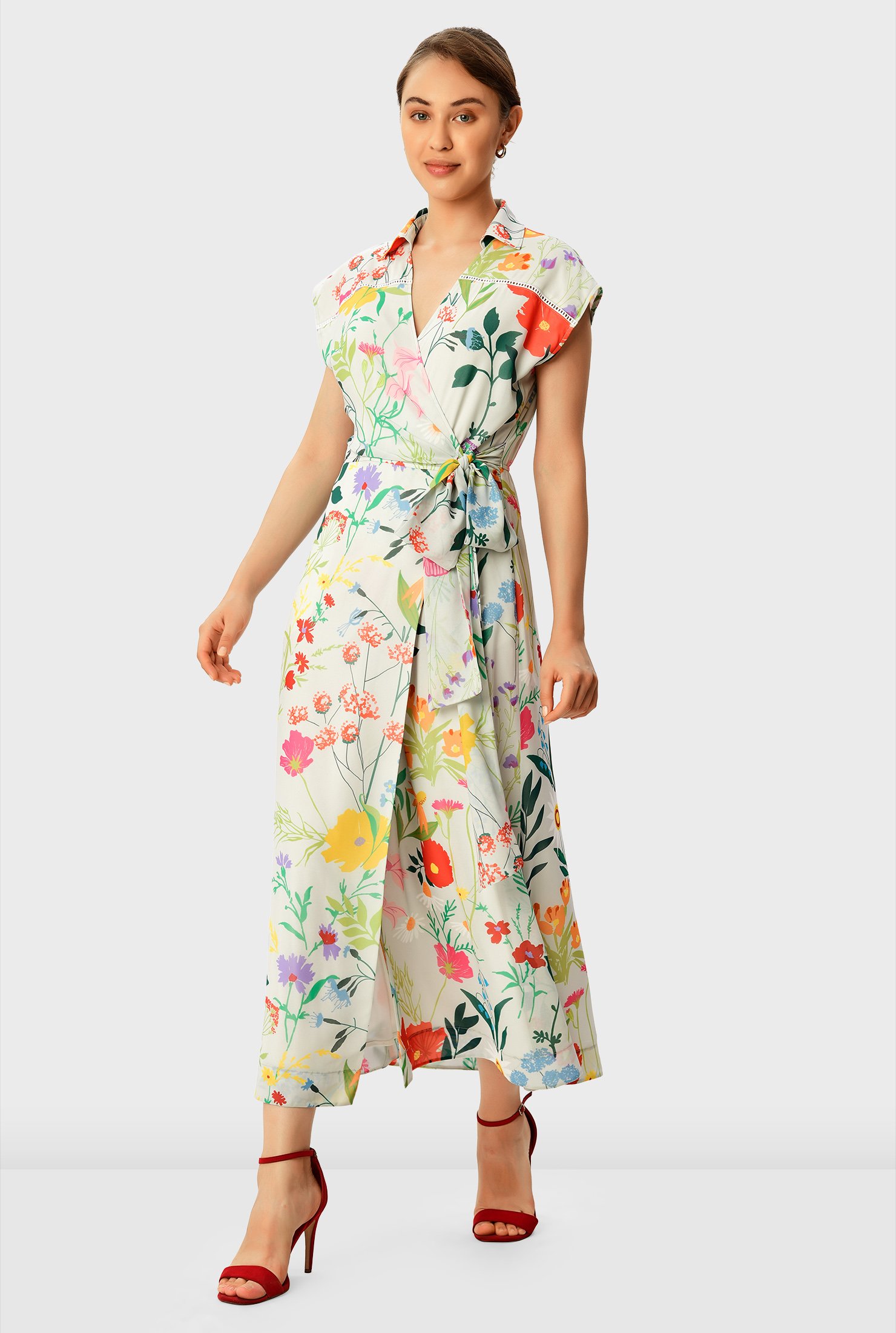 Shop Floral Print Georgette Wrap Dress | EShakti