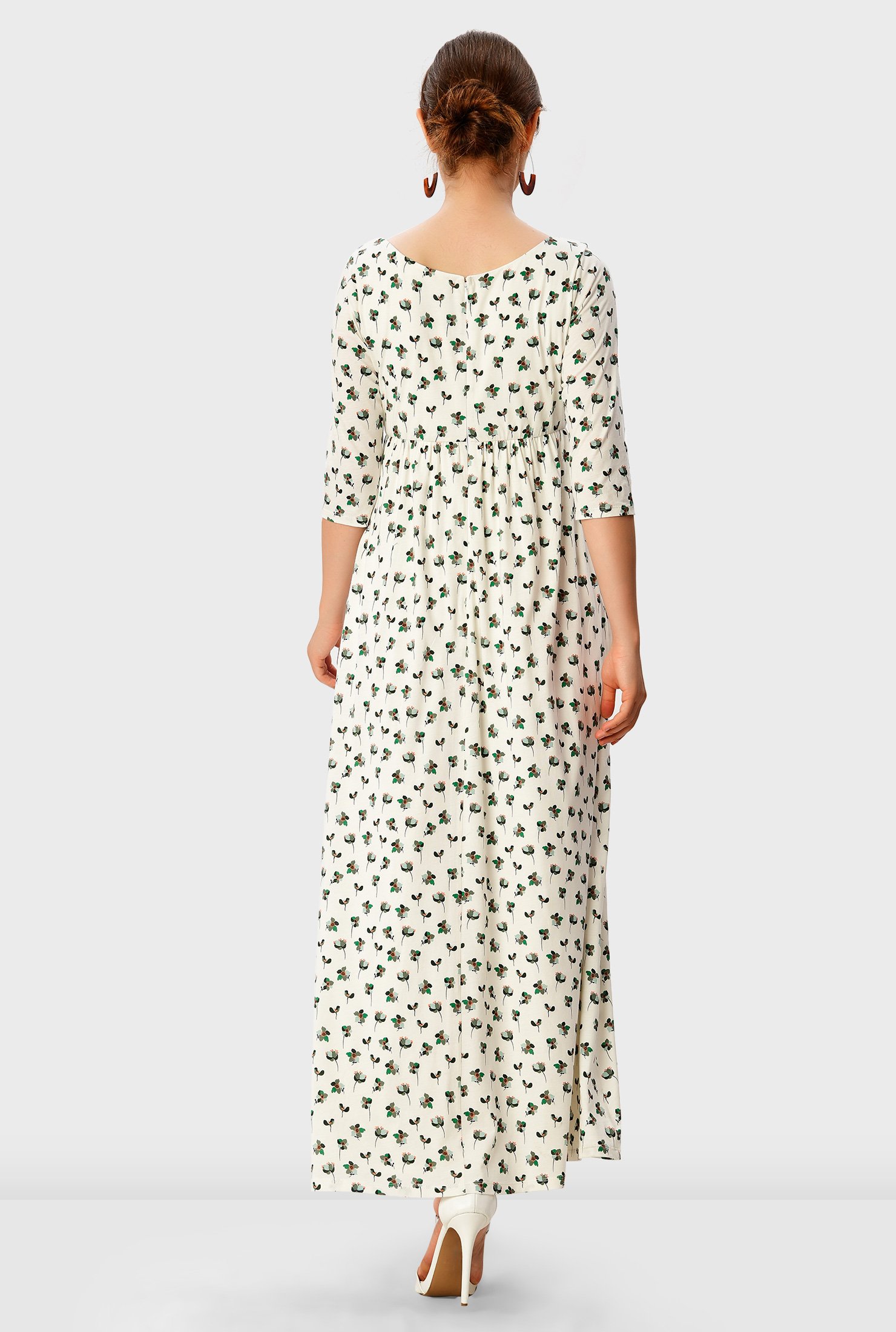 Fristelse notifikation Illustrer Shop Floral print cotton jersey empire maxi dress | eShakti
