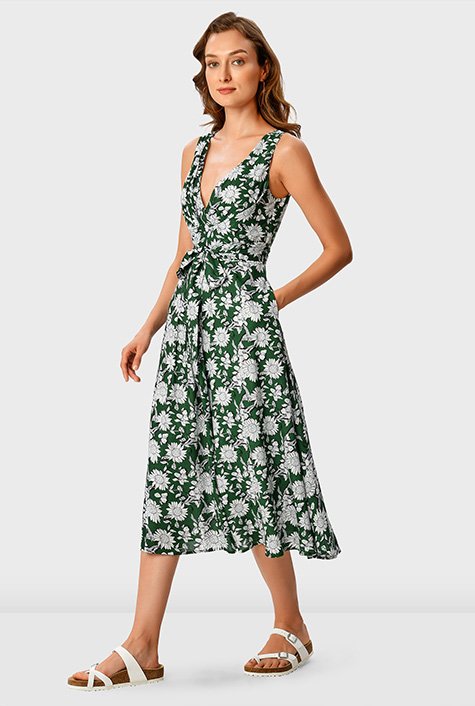 Shop Tie waist floral print empire dress | eShakti