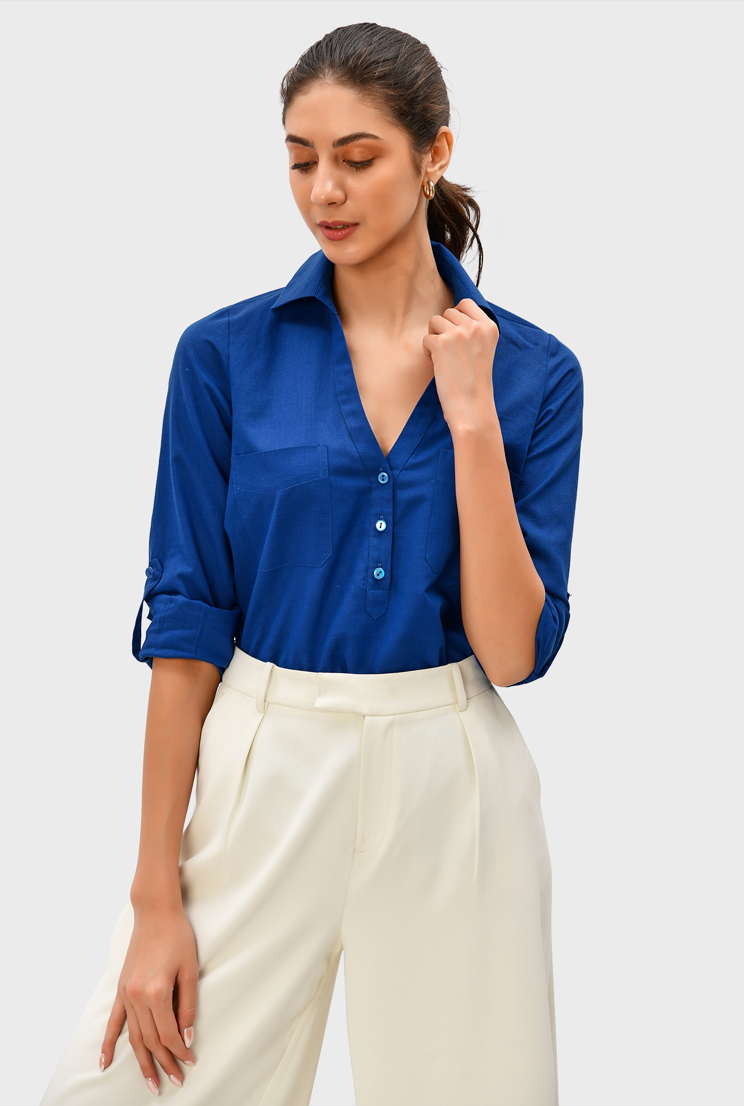 Shop Cotton linen tunic shirt eShakti