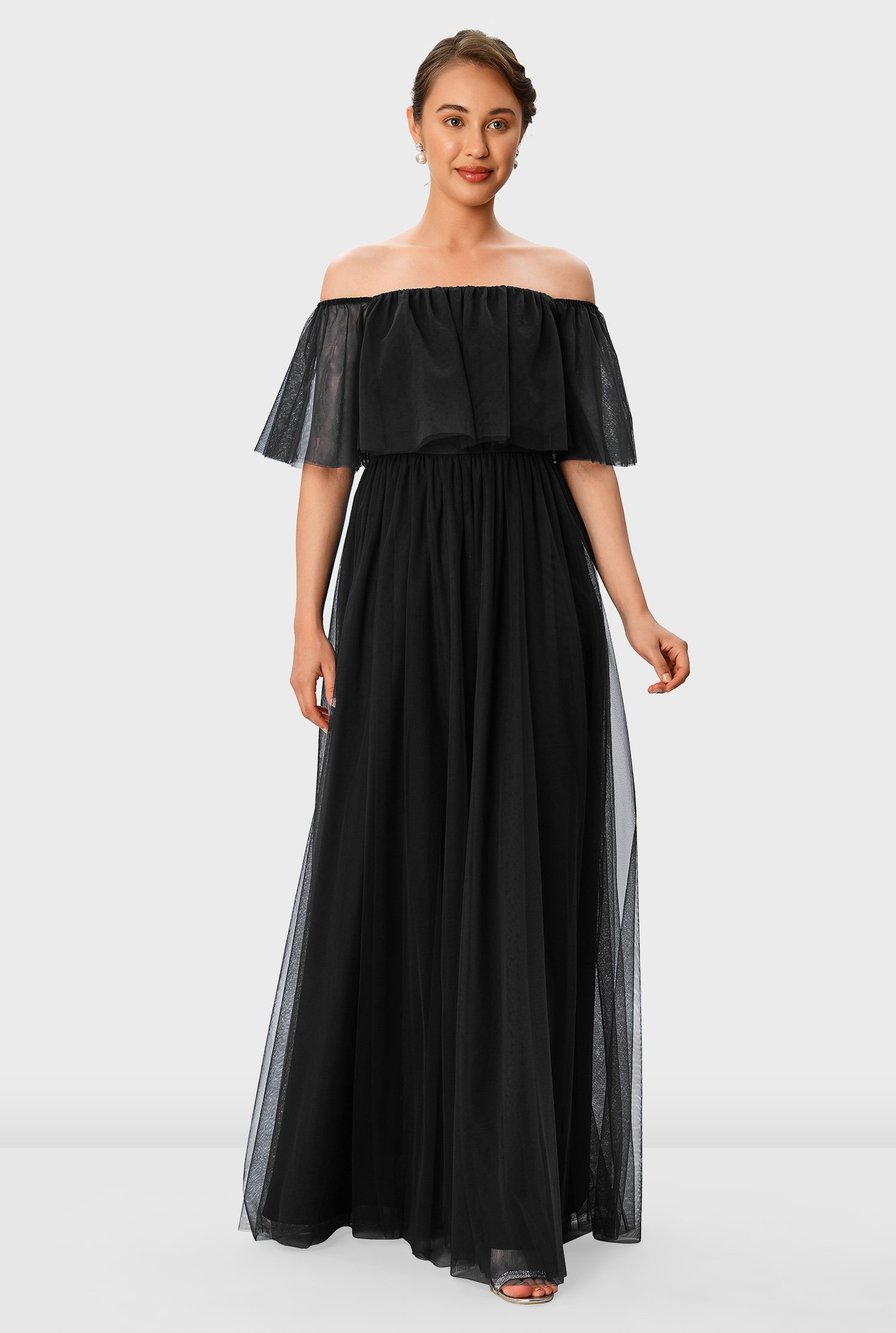 sheer tulle maxi dress