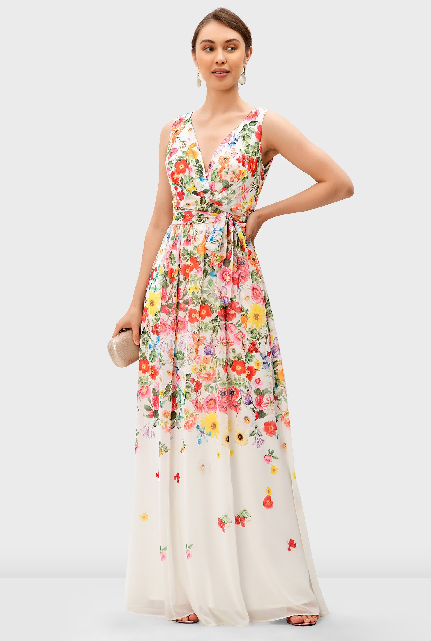 Mila Printed Georgette Gown | Eveningwear - Costarellos