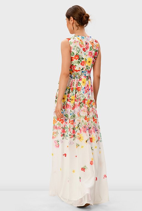 Shop Tie front floral print georgette maxi dress