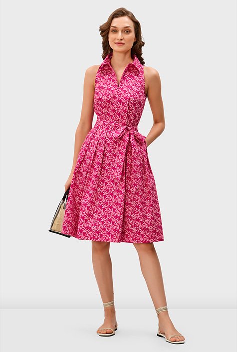 Plus Allover Floral Surplice Front Pleated Dress