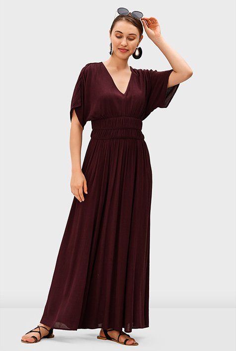 Shop Rayon Crinkle shirred waist dress