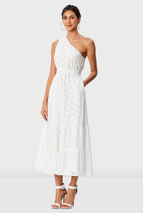 One shoulder clearance eyelet dress