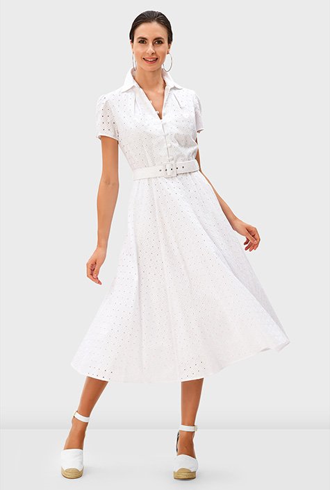 White polished cotton clearance dresses