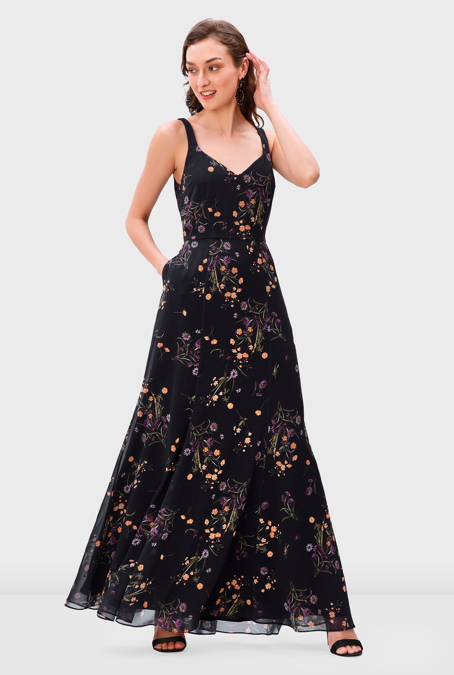 Shop Floral Print Georgette Maxi Dress Eshakti