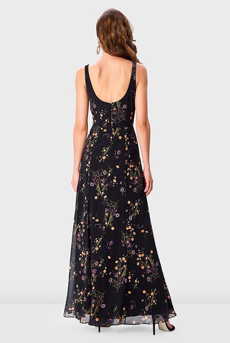 Shop Floral Print Georgette Maxi Dress | EShakti