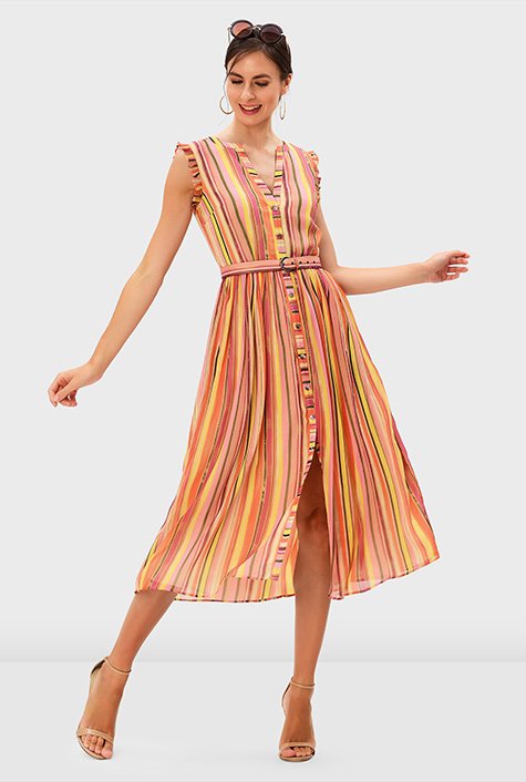 Striped hotsell chiffon dress