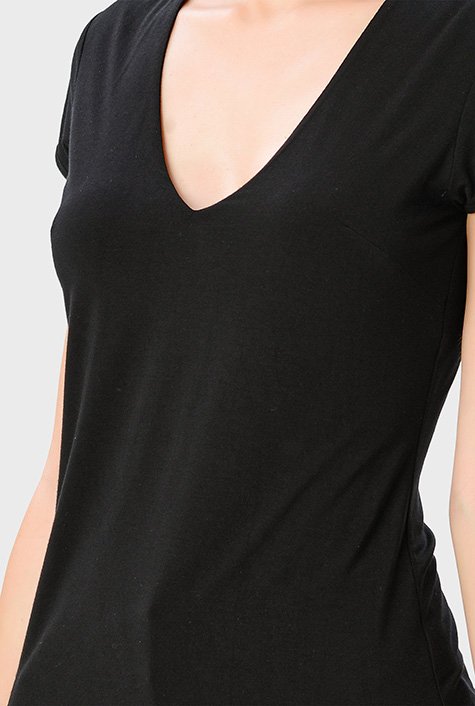 Stretch Jersey Knit V-Neck Top