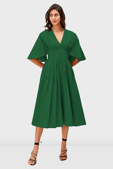 Cotton poplin banded empire dress