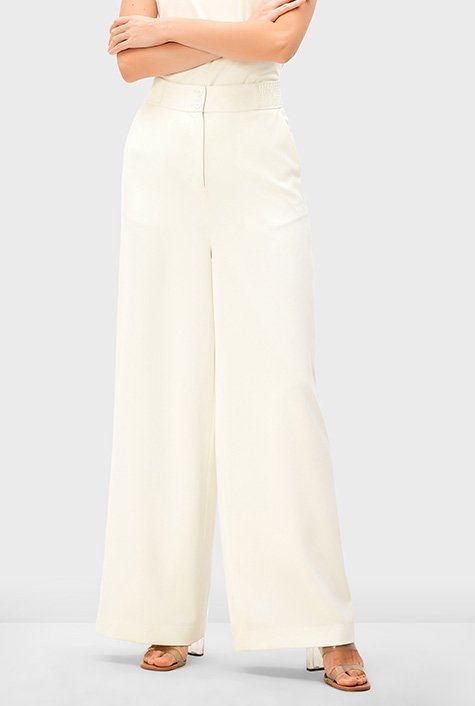 Buy Women High Waisted Pants, Wide Leg Pants, Formal Pants, White Pants,  Official Meeting Trousers Online in India 