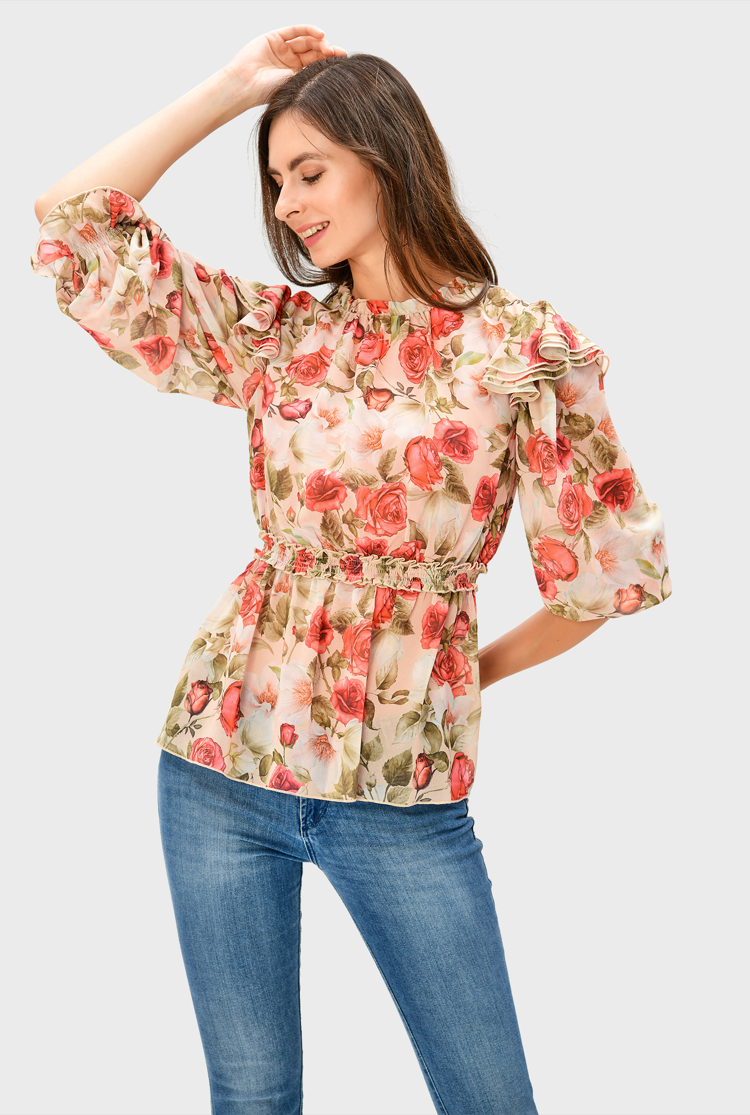 トップス Acka georgette peplum tops acka georgette peplum tops - メルカリ