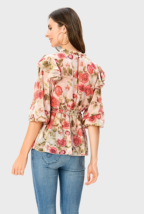 トップス acka embroidery frill blouse Frill Blouse with Jabot Brooch – axes femme from JAPAN