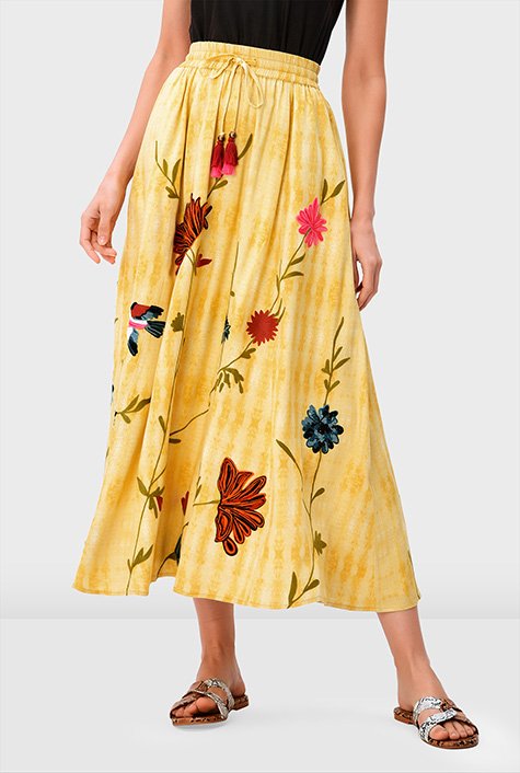 Tie dye discount skirt with embroidery