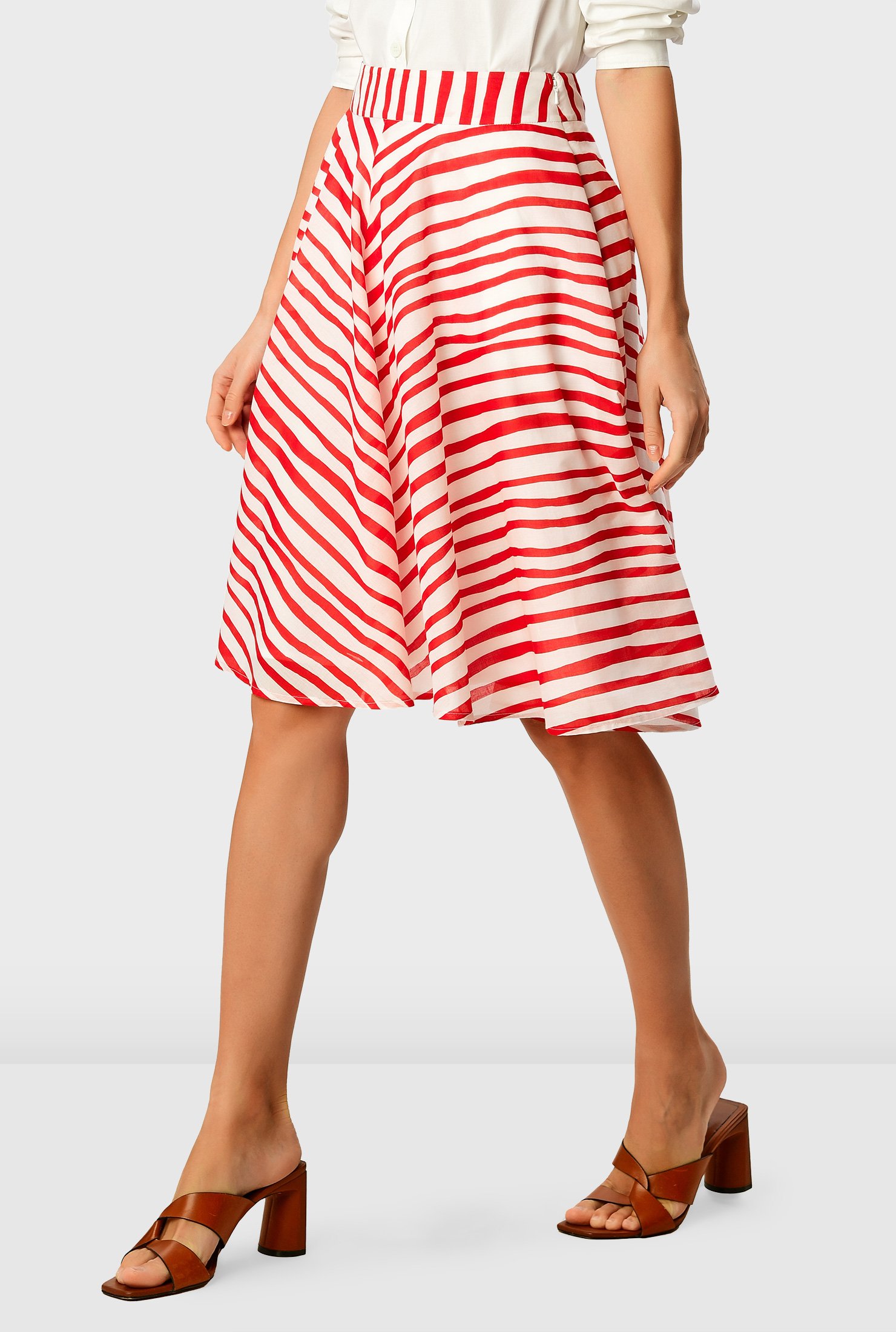 Fashion Skirts Flounce Skirts Edited Flounce Skirt white-red striped pattern casual look 