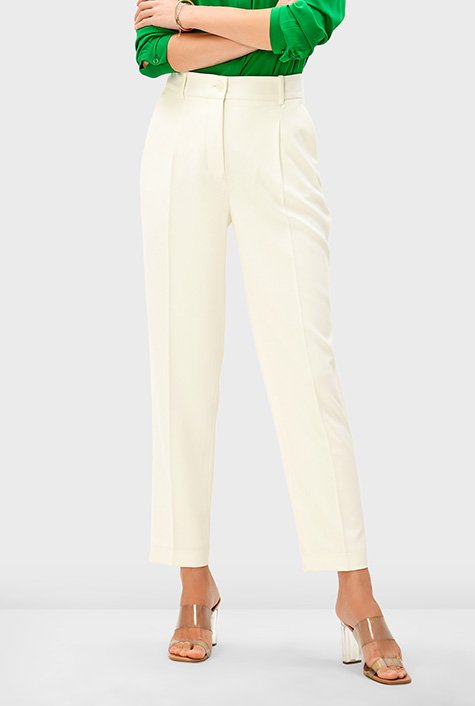 The Pintucked Easy Straight Ankle Pant in Crepe