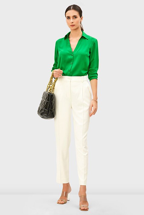 ZARA HIGH WAISTED SEAM TAILORED PANTS TAPERED ANKLE CAPRI TROUSERS WELT  POCKETS