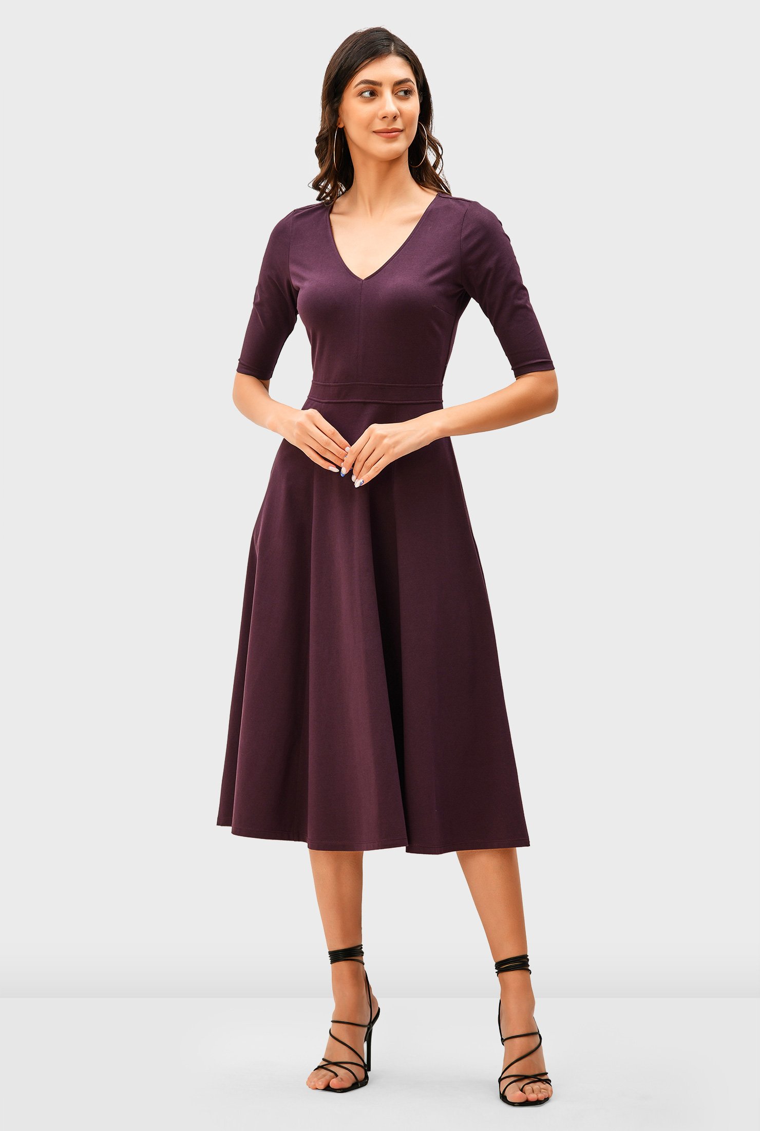 Shop Cotton jersey fit and flare dress eShakti