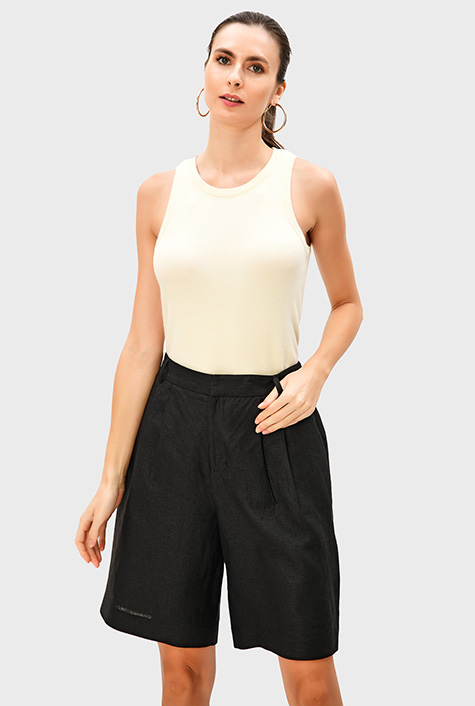 Linen Shorts Comfortable High Waisted Shorts Aihihe Women's High