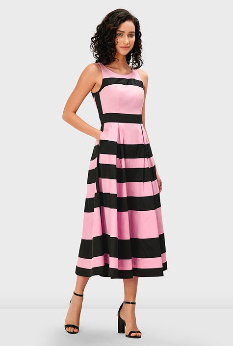 Shop Banded stripe dupioni colorblock dress