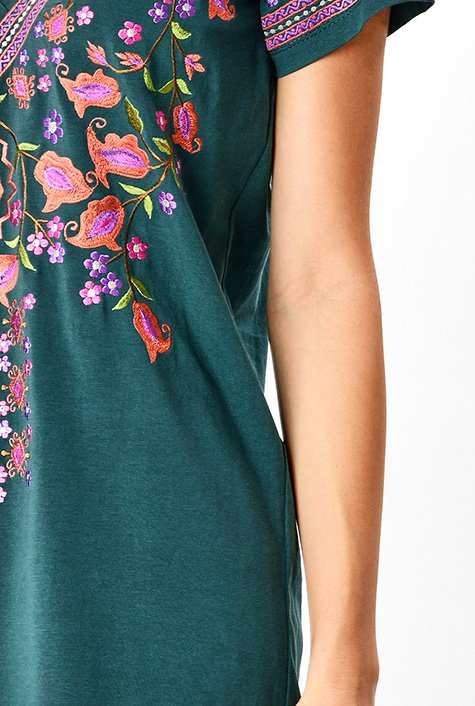 Shop Floral embroidery cotton jersey top