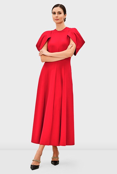 Asymmetric puff sleeve cotton jersey dress