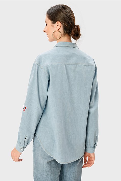 Denim high hot sale low shirt