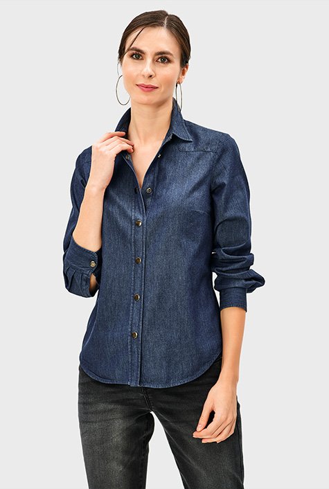 Amazon.com: Lee Women's Legendary Slim Fit Western Snap Shirt, Decent  Mid-Mid Blue : Clothing, Shoes & Jewelry